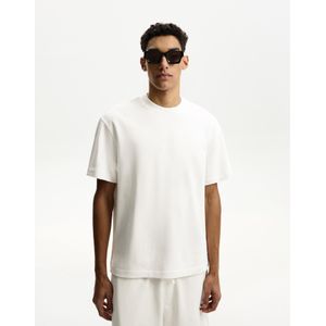 Bershka Sweatstof T-Shirt Met Korte Mouw Heren S Wit