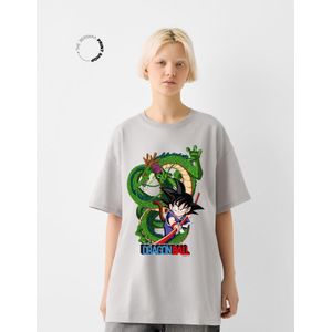 Bershka Oversized Dragon Ball T-Shirt Met Korte Mouw Dames L Grijs