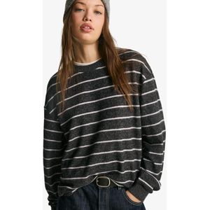 Bershka Gestreepte Tricot Trui Dames L Grijs