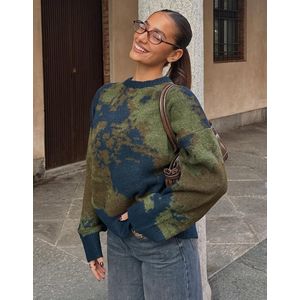 Bershka Trui Met Print Dames S Groen