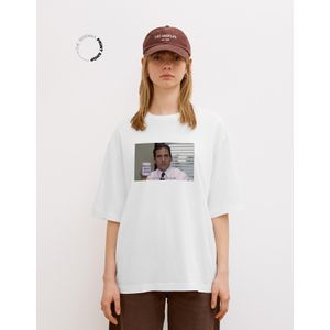 Bershka The Office T-Shirt Met Korte Mouw Dames Xs Gebroken Wit