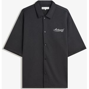 Bershka Overhemd Met Borduursel En Korte Mouw Heren Xs Zwart