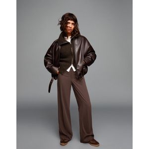 Bershka Wide Leg Broek Dames 40 Bruin