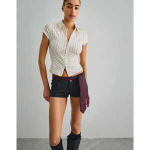 Bershka Blouse Met Rits En Korte Mouw Dames S Grijs