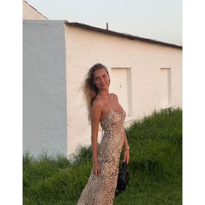 Bershka Midi-Jurk Met Dierenprint Dames Xs Veelkleurig