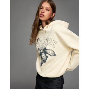 Bershka Trui Met Print En Lange Mouw Dames L Ecru