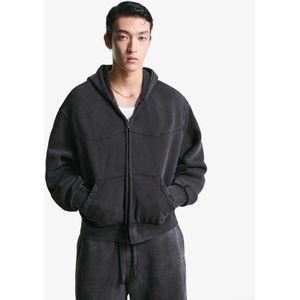 Bershka Cropped Boxy Fit Sweater Met Rits Heren Xl Grijs