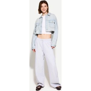 Bershka Cropped Denim Jas Dames L Lichtblauw