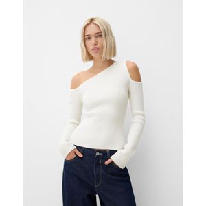 Bershka Asymmetrische Cut-Out Trui Dames L Ecru