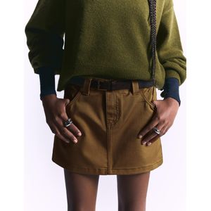 Bershka Minirok Met Riem Dames 40 Kameel