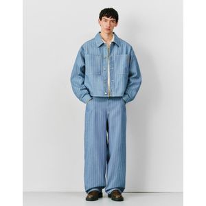 Bershka Gestreepte Super Baggy Jeans Heren 40 Lichtblauw