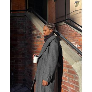 Bershka Oversized Synthetisch Wollen Trenchcoat Dames M Grijs