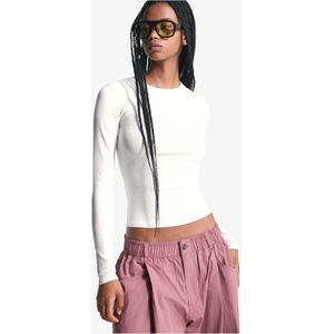 Bershka Top Met Lange Mouwen Dames Xs Gebroken Wit