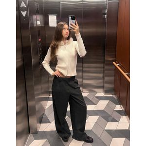 Bershka Tricot Vest Met Rits En Capuchon Van Imitatiebont Dames S Ecru