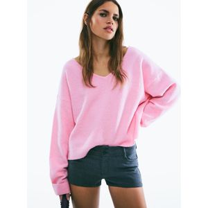 Bershka Soft Touch Trui Met V-Hals Dames S Roos