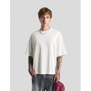 Bershka Sweatstof T-Shirt Met Korte Mouw Heren Xl Gebroken Wit