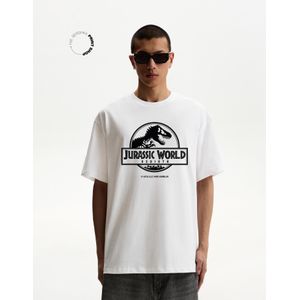 Bershka Jurassic World T-Shirt Met Korte Mouw Heren L Wit
