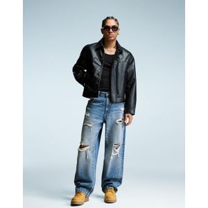 Bershka Gescheurde Super Baggy Jeans Heren 38 Blauw