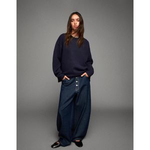 Bershka Trui Met Ronde Hals Dames S Blauw