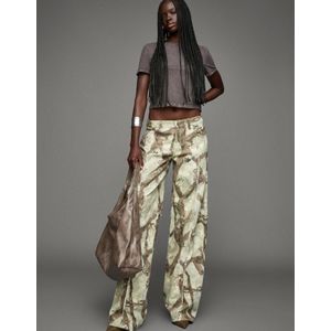 Bershka Geprinte Boyfriend Jeans Dames 42 Groen