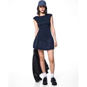 Bershka Stretch Mini-Jurk Dames S Donkerblauw