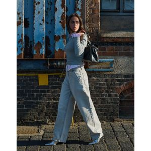 Bershka Balloon Fit Baggy Jeans Dames 34 Grijs