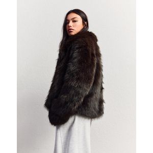 Bershka Jack Met Imitatiebont Dames M Bruin