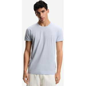 Bershka Geborduurd Roll-Up T-Shirt Met Korte Mouw Heren S Lichtblauw