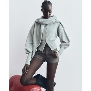 Bershka Mini Short Met Wol Dames 32 Grijs