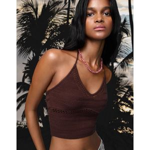 Bershka Opengewerkte Top Dames Xs Bruin