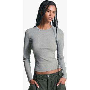 Bershka Top Met Lange Mouwen Dames S Donkergrijs