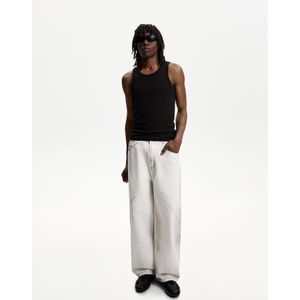 Bershka Balloon Fit Broek Met Gewaxt Effect Heren 38 Gebroken Wit