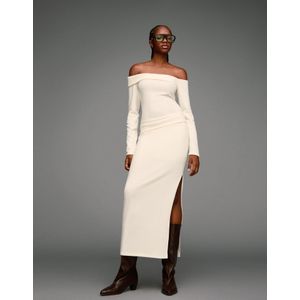 Bershka Rok Midi Gebreid Soft Dames M Ecru