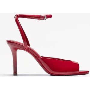 Bershka Gehakte Sandalen Met Opening En Enkelbandje Dames 41 Rood