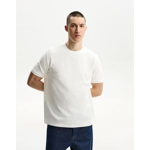 Bershka T-Shirt Met Korte Mouw En Structuur Heren Xl Gebroken Wit