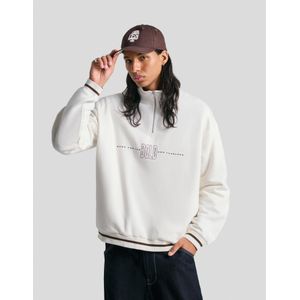 Bershka Sweatshirt Met Korte Rits En Print Heren Xl Gebroken Wit