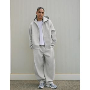 Bershka Balloon Fit Broek Van Synthetische Wol Met Bandplooien Heren Xl Grijs