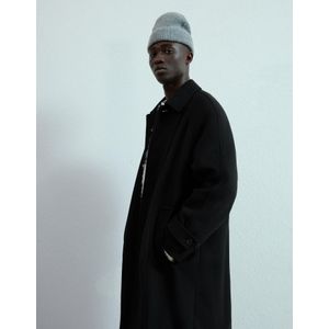 Bershka Lange Jas Van Wolmix Heren M Zwart