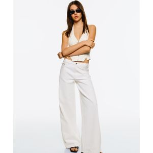 Bershka Wide Leg Jeans Dames 32 Gebroken Wit