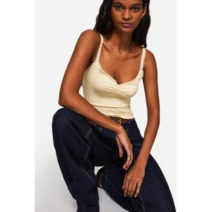 Bershka Kanten Topje Met Bandjes Dames L Geel