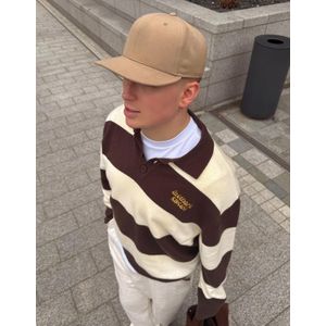 Bershka Trui Met Polokraag En Strepen Heren Xl Bruin