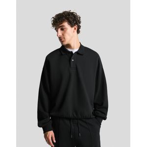 Bershka Sweatshirt Met Polokraag Heren Xl Zwart