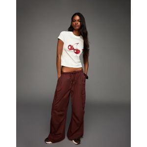 Bershka Parachute Cargobroek Dames Xs Bordeaux
