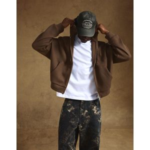 Bershka Sweater Met Wafelstructuur En Rits Heren L Bruin