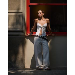 Bershka Haltertop Met Structuur En Knoop Dames L Gebroken Wit