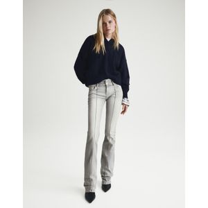Bershka Bootcut Jeans Met Lage Taille Dames 36 Donkergrijs