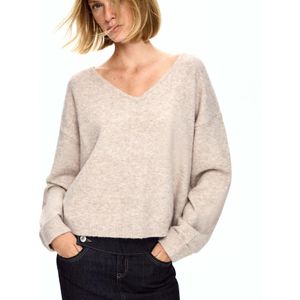 Bershka Soft Touch Trui Met V-Hals Dames L Zand