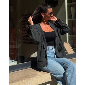 Bershka Vest Met V-Hals Dames Xs-S Donkergrijs