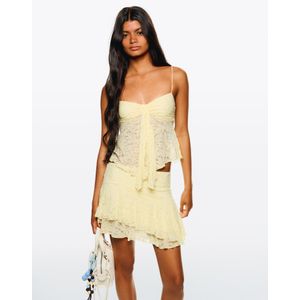 Bershka Kanten Top Met Bandjes Dames Xs Geel