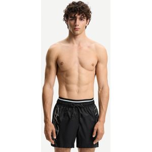 Bershka Zwembroek Met Dubbele Tailleband En Print Heren L Zwart